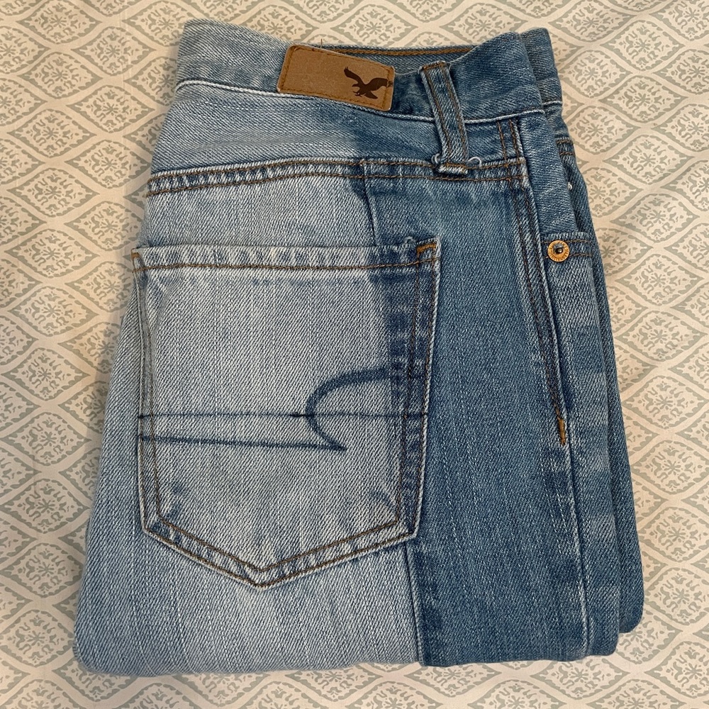 American Eagle Two-Tone Mom Jeans